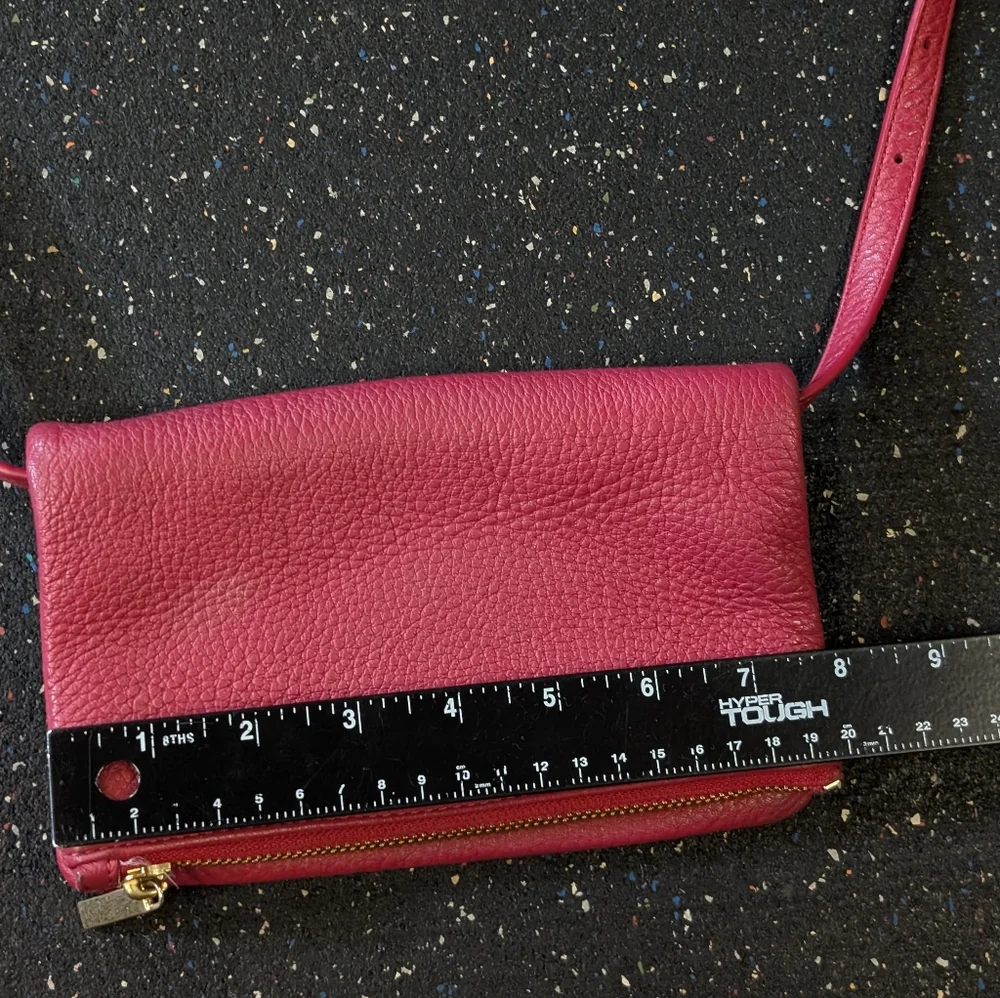 Tory Burch Mini Robinson Fold over Red Pebbled Leather Crossbody
